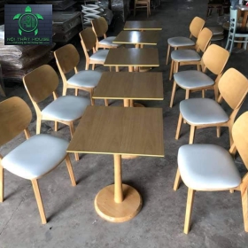 BỘ BÀN TỰA GỖ, MẶT NGỒI NỆM COFFEE