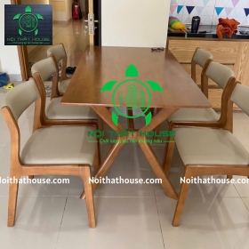 BỘ BÀN BELLA GỖ 160 CHÂN CHỮ X 