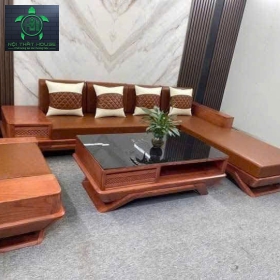 SOFA PHÒNG KHÁCH 2m7 x 1m8 (GỖ SỒI NGA, PHỐI NỆM DA SIMILI)