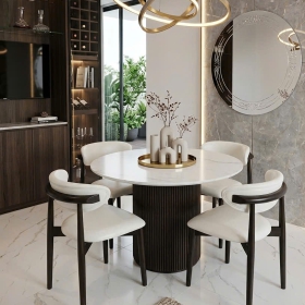 BỘ BÀN ĐÁ TRÒN 1M + 4 GHẾ ĂN ĐẸP