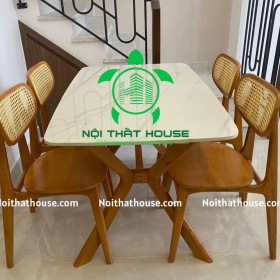 BỘ BÀN ĐÁ TRẮNG 120 GHẾ TỰA MÂY MẮT CÁO